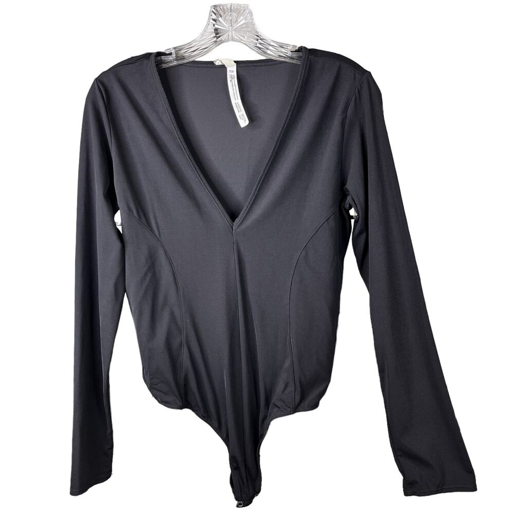Free People Intimately Bodysuit Black Long Sleeve Large